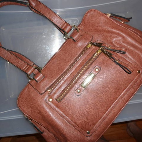 Marc Fisher Saddle Brown Zip Code Satchel - Picture 1 of 3